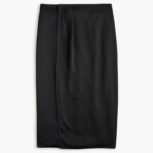 New J.Crew Foldover Pencil Skirt in Satin Crepe Size 4 (Black)